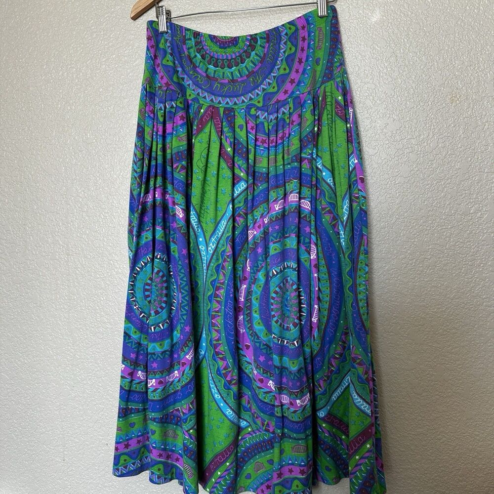 Bec Pierce Australia Long Skirt Full Circle Whimsical Pattern‎ Medium Boho